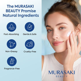 MURASAKI BEAUTY close-up cream texture highlighting lightweight absorption
