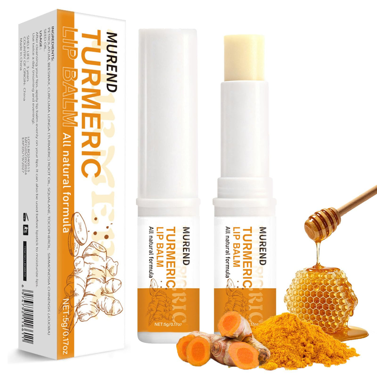 MUREND front view of two balm tubes showing compact packaging and travel-ready benefit