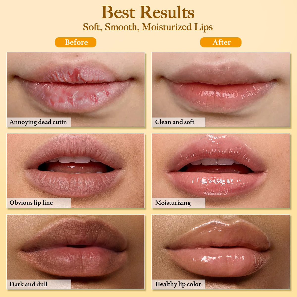 MUREND scrub applied to lips demonstrating exfoliation and smoother finish