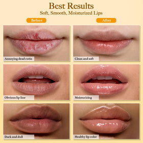 MUREND scrub applied to lips demonstrating exfoliation and smoother finish