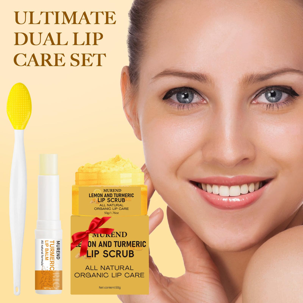 MUREND close-up of turmeric lemon scrub texture, gentle exfoliation benefit