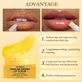 MUREND open turmeric lip balm tube showing creamy formula, lasting moisture