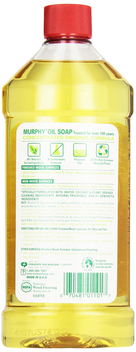 Murphy oil soap being applied to wood surface demonstrating gentle cleaning and shine