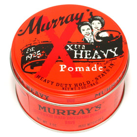 Murray's extra heavy pomade front tin showing label and sturdy packaging for strong hold