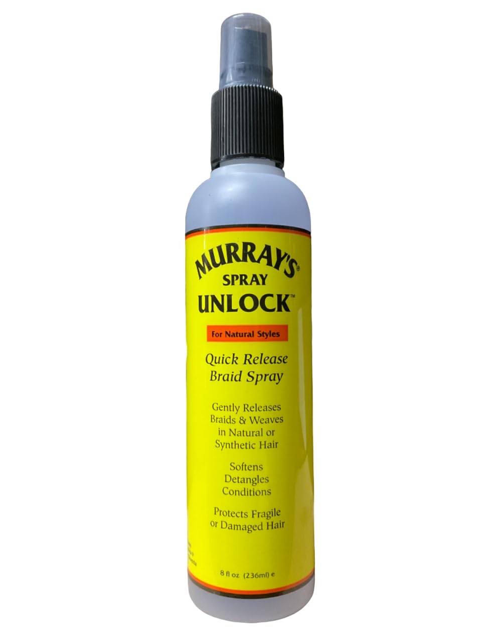 Murray's Unlock Spray nozzle close-up demonstrating mist delivery for even detangling and control