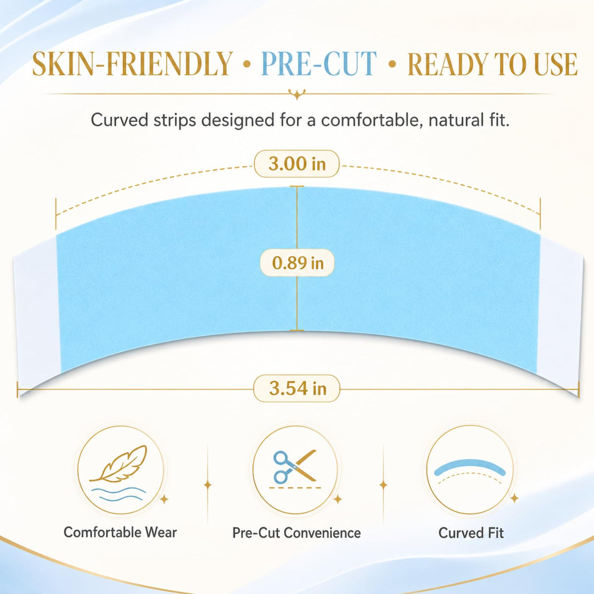 MUSDOOU strip being peeled to show easy application and quick adhesion benefit