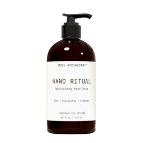 Muse Apothecary front bottle showing calming moisturizing benefit