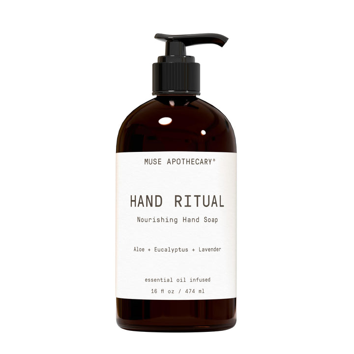 Muse Apothecary front bottle showing calming moisturizing benefit