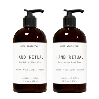 Muse Apothecary front packaging showing two 16 oz bottles and benefits
