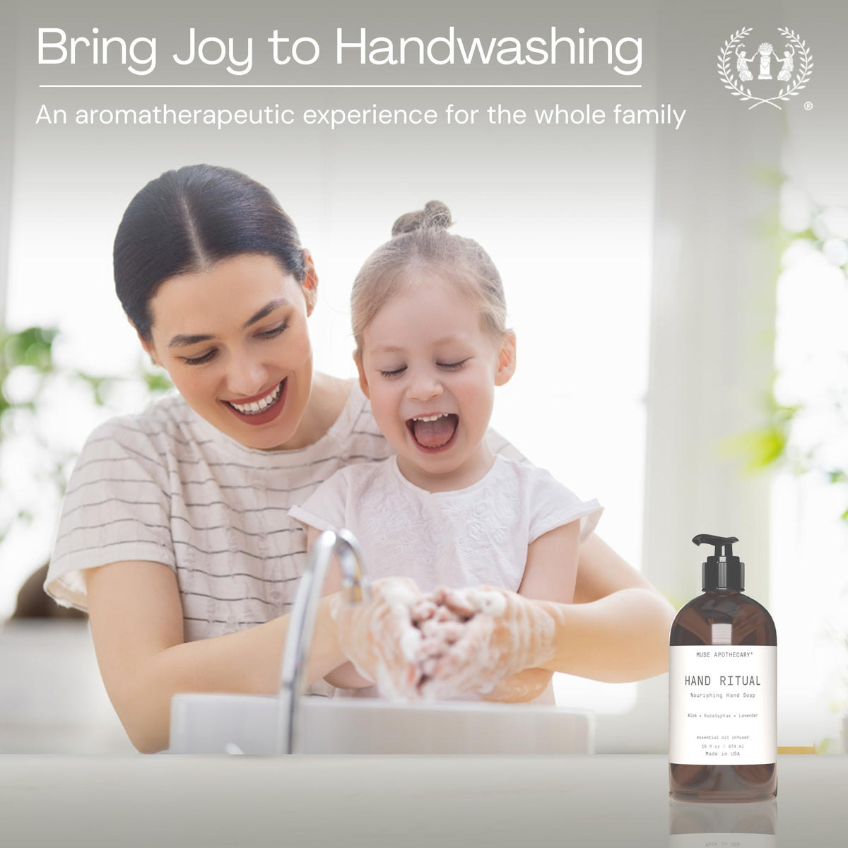 Muse Apothecary hands washing scene promoting soothing hand care