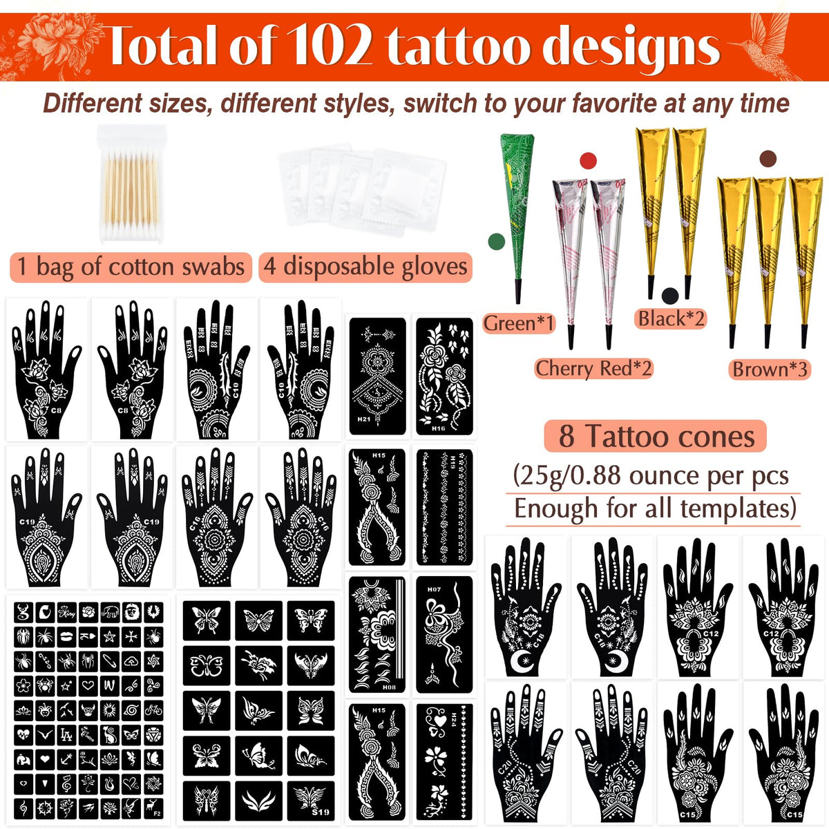 MuseLuxe stencil set display spread of many template shapes for versatile design options