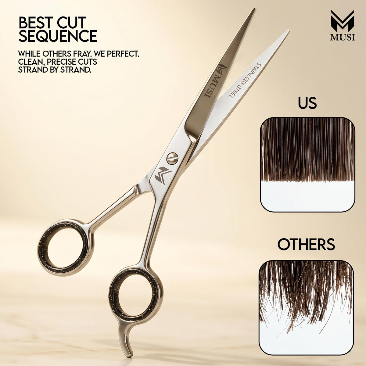 MUSI blades open to display sharp edge and cutting alignment