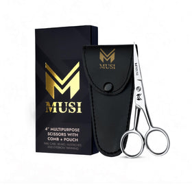 MUSI front view showing compact scissors and packaging for clear identification