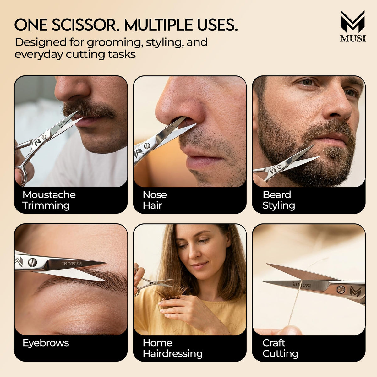 MUSI stainless-steel handle texture showing durable, rust-resistant finish