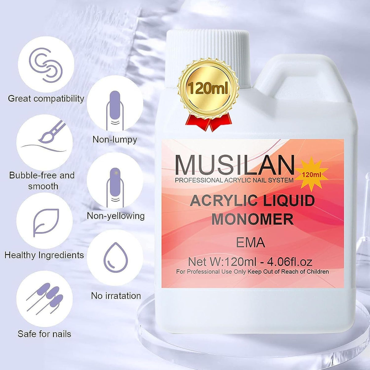 MUSILAN five nylon-bristle brushes laid out for precise acrylic bead control