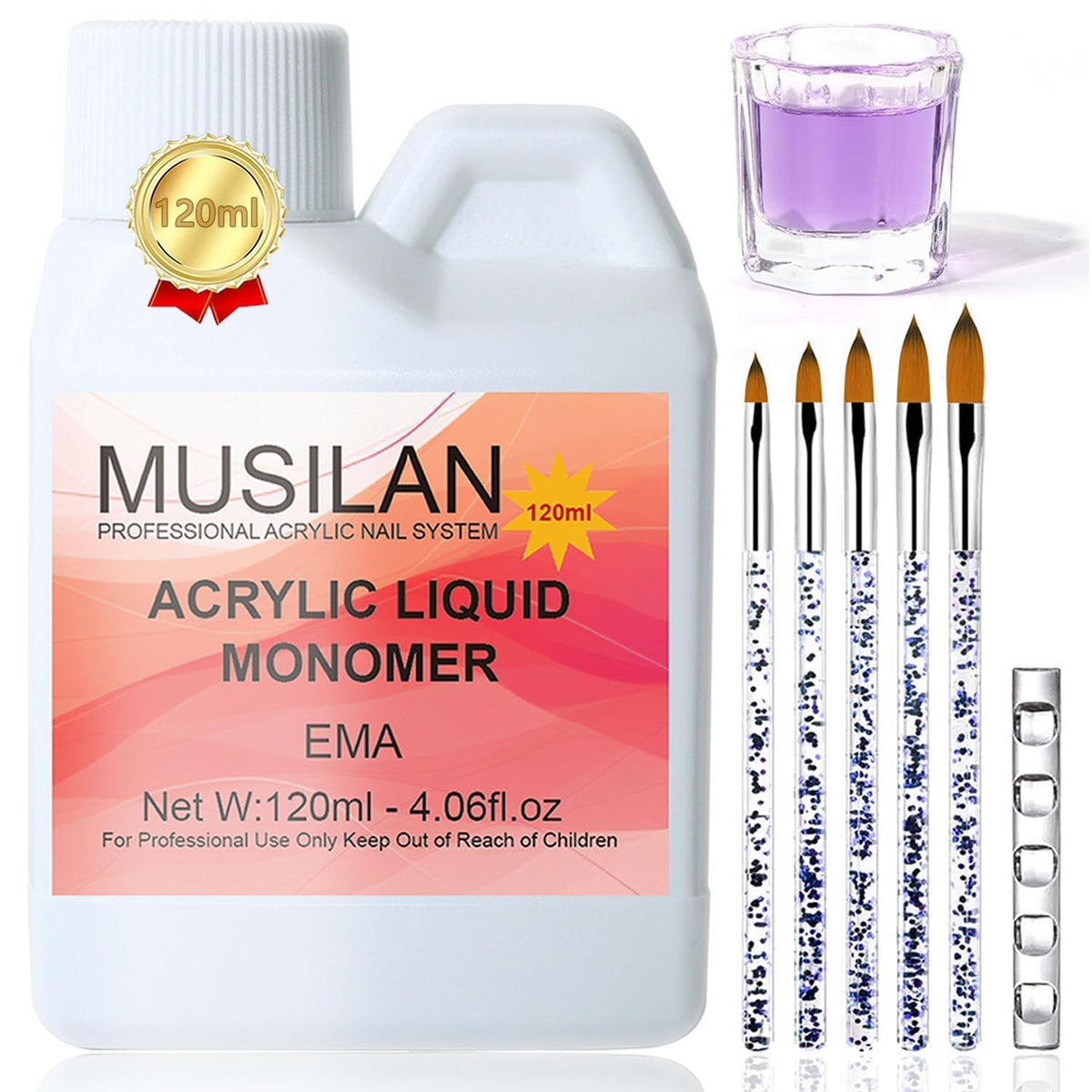MUSILAN front packaging 4oz bottle showing professional monomer for consistent results