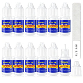 MUSILAN front view of twelve glue bottles and packaging showing value set