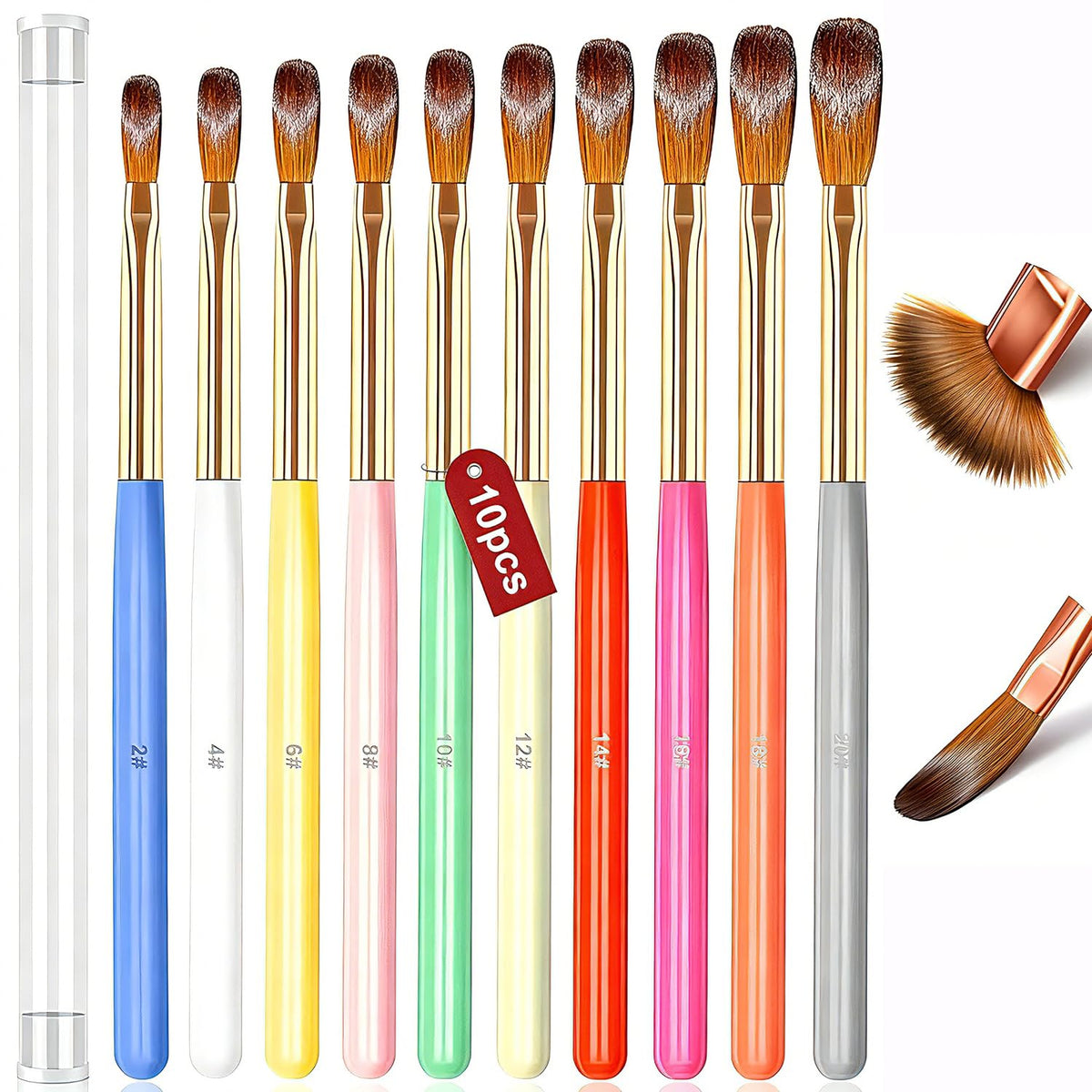 MUSILAN front view of 10-piece brush set showing included sizes and packaging, easy selection