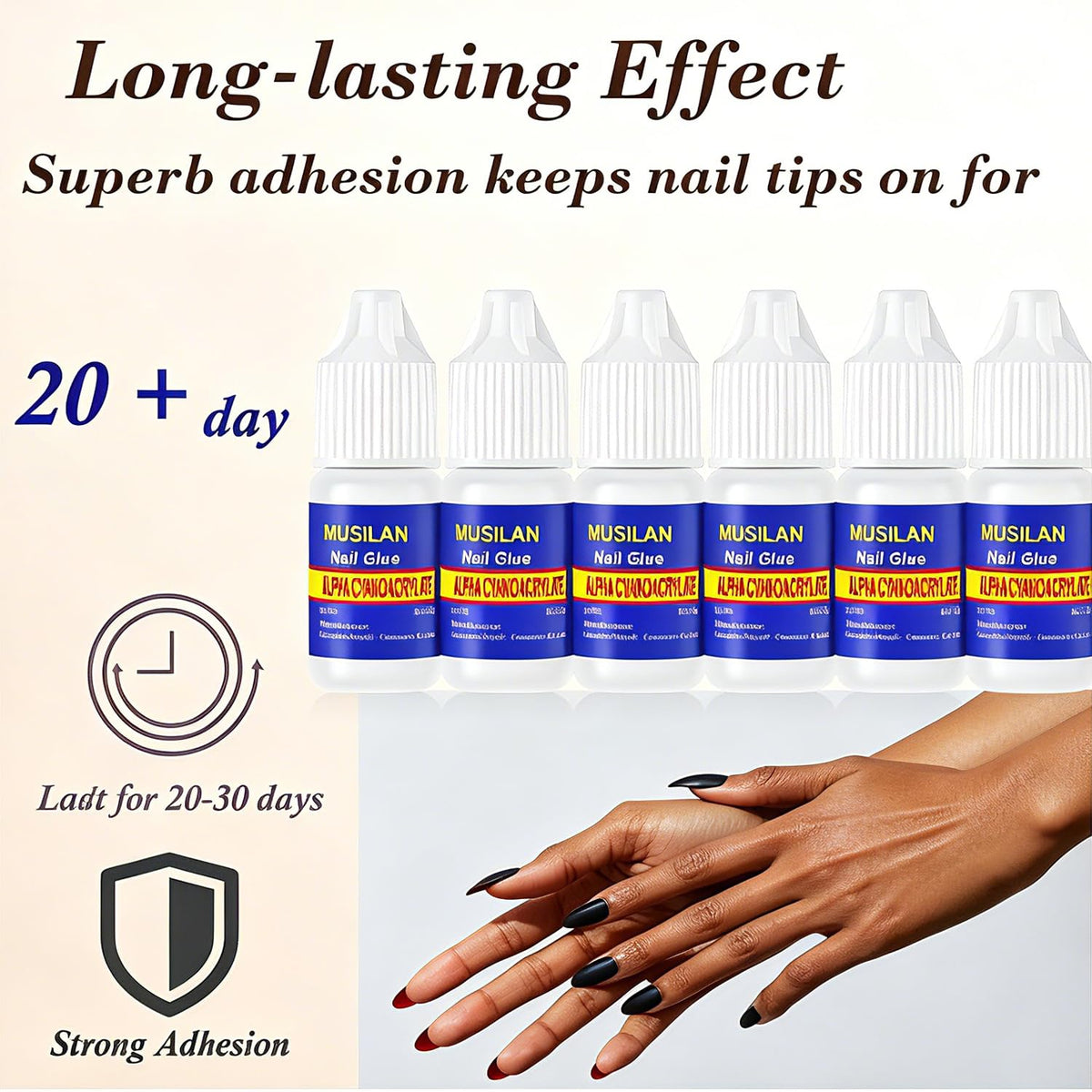 MUSILAN adhesive droplet close-up showing smooth texture and tack