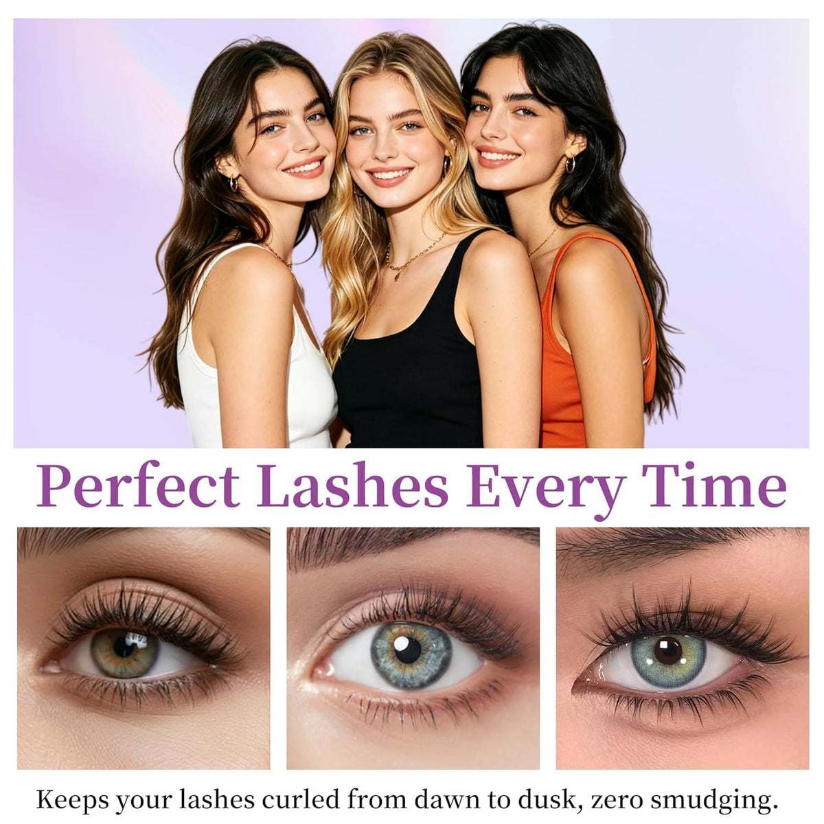Musizlee mascara texture stroke on white showing buildable fiber-rich formula