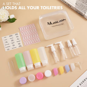 Muslish funnel and toothbrush covers with accessories for easy refilling
