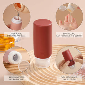 Muslish jar and pump detail showing easy dispensing and refill benefit