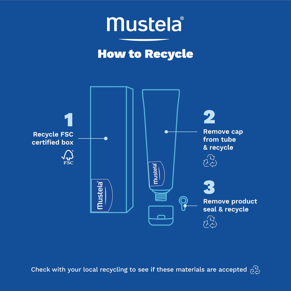 Mustela tube next to baby sock showing true 3.8 oz size