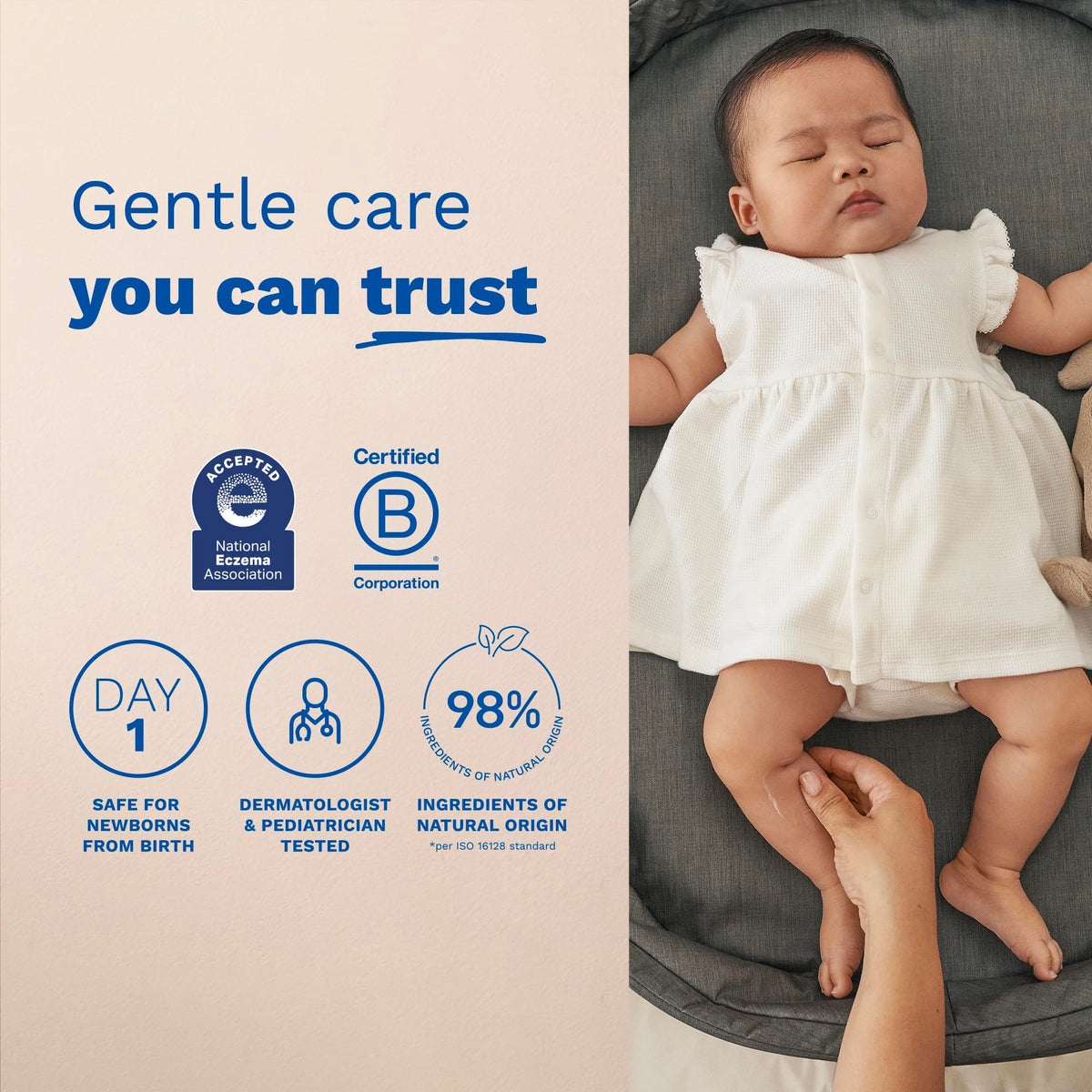 Mustela zinc oxide barrier illustration demonstrating moisture protection