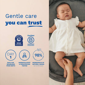 Mustela zinc oxide barrier illustration demonstrating moisture protection