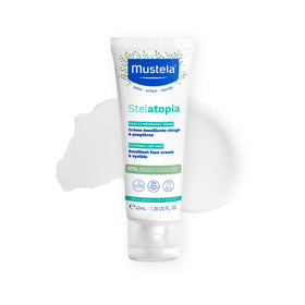 Mustela front packaging showing product and benefits for eczema-prone skin