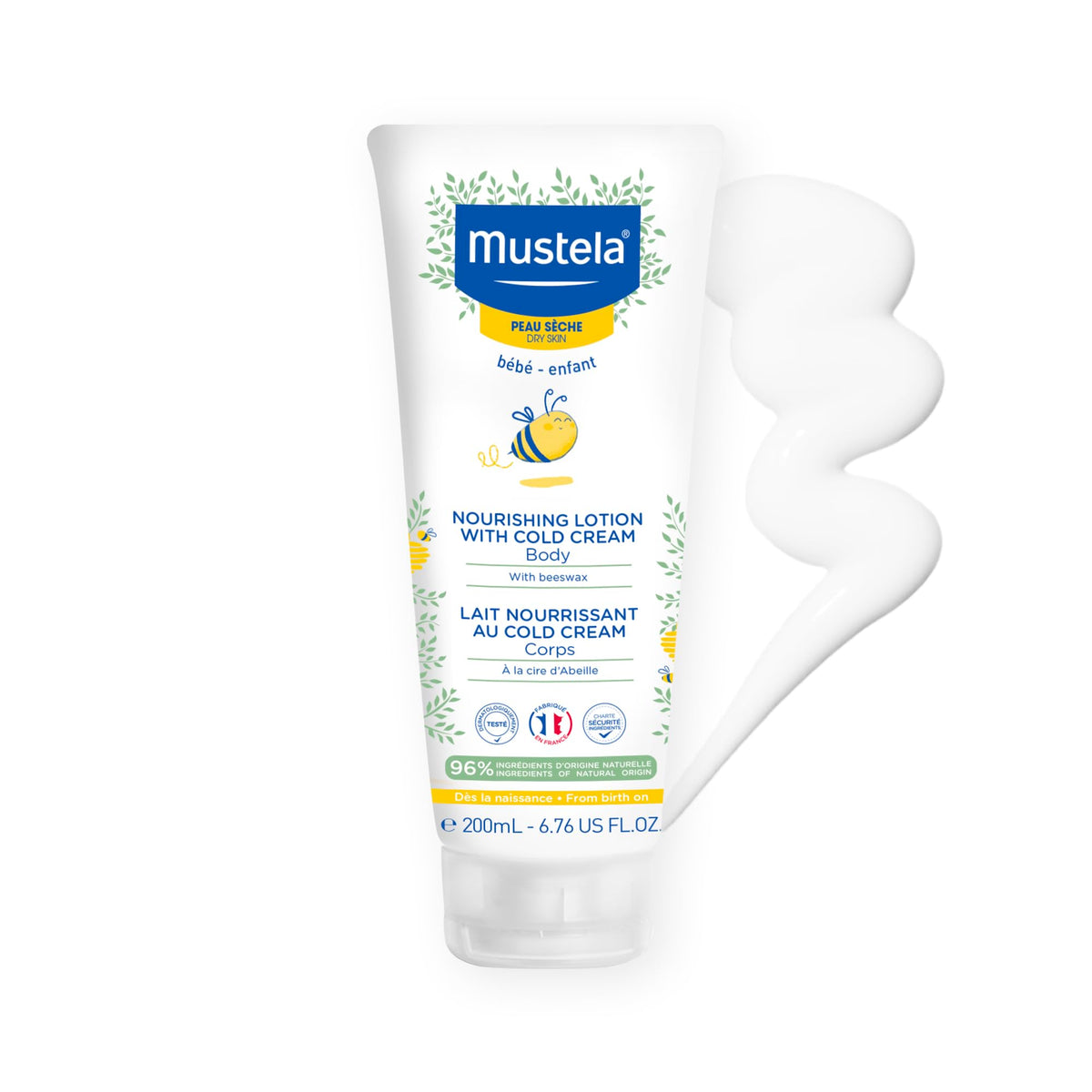 Mustela bottle front packaging showing product and gentle protection