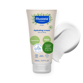 Mustela front packaging showing organic hydrating cream benefit moisturizing