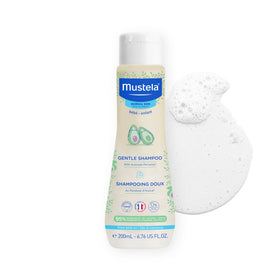 Mustela front packaging showing gentle shampoo and newborn-safe benefit