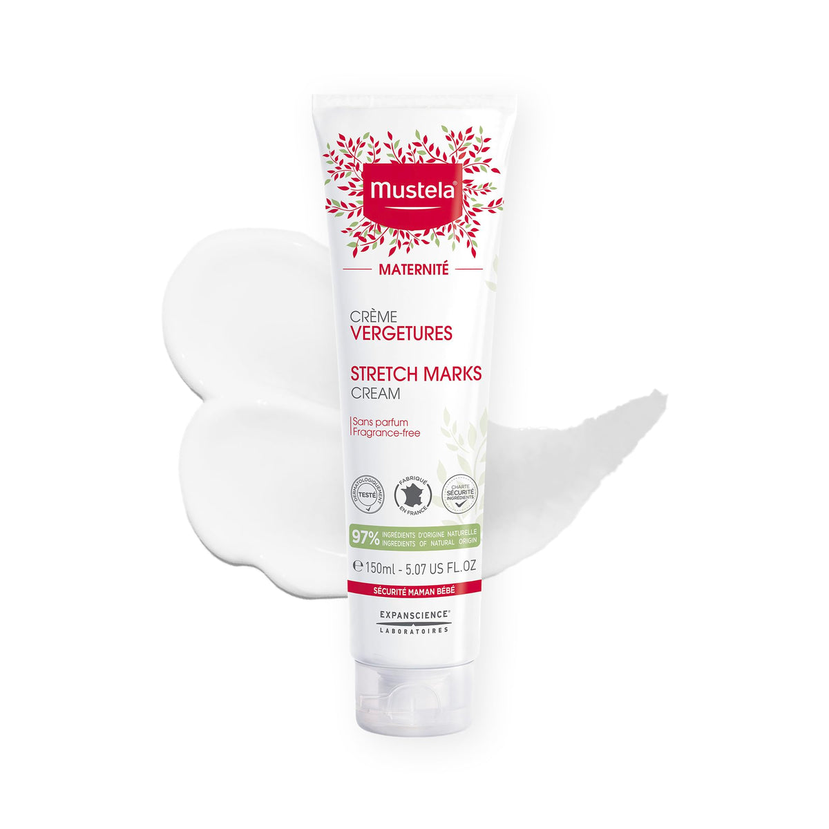 Mustela front tube packaging showing size and branding for trusted use