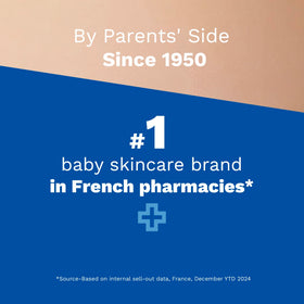 Mustela lifestyle scene with baby outdoors emphasizing daily protective care