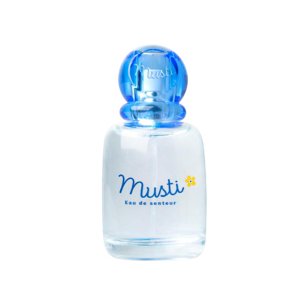 Mustela bottle front packaging showing product name and compact size benefit