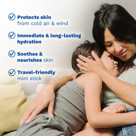 Mustela nourishing stick with avocado and shea visuals showing natural ingredient benefits