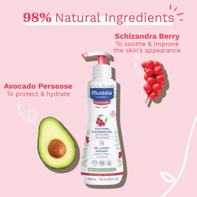 Mustela dispensing gel on hand illustrating easy, controlled application