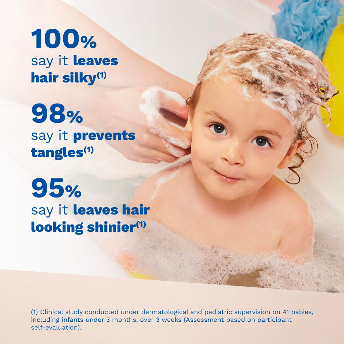 Mustela pump dispensing creamy shampoo for easy, mess-free application