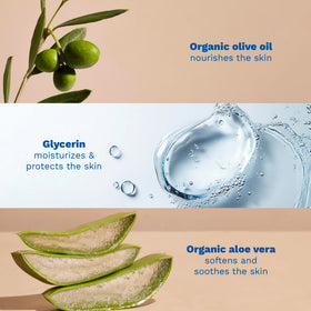 Mustela tube cap and label detail highlighting organic ingredient transparency