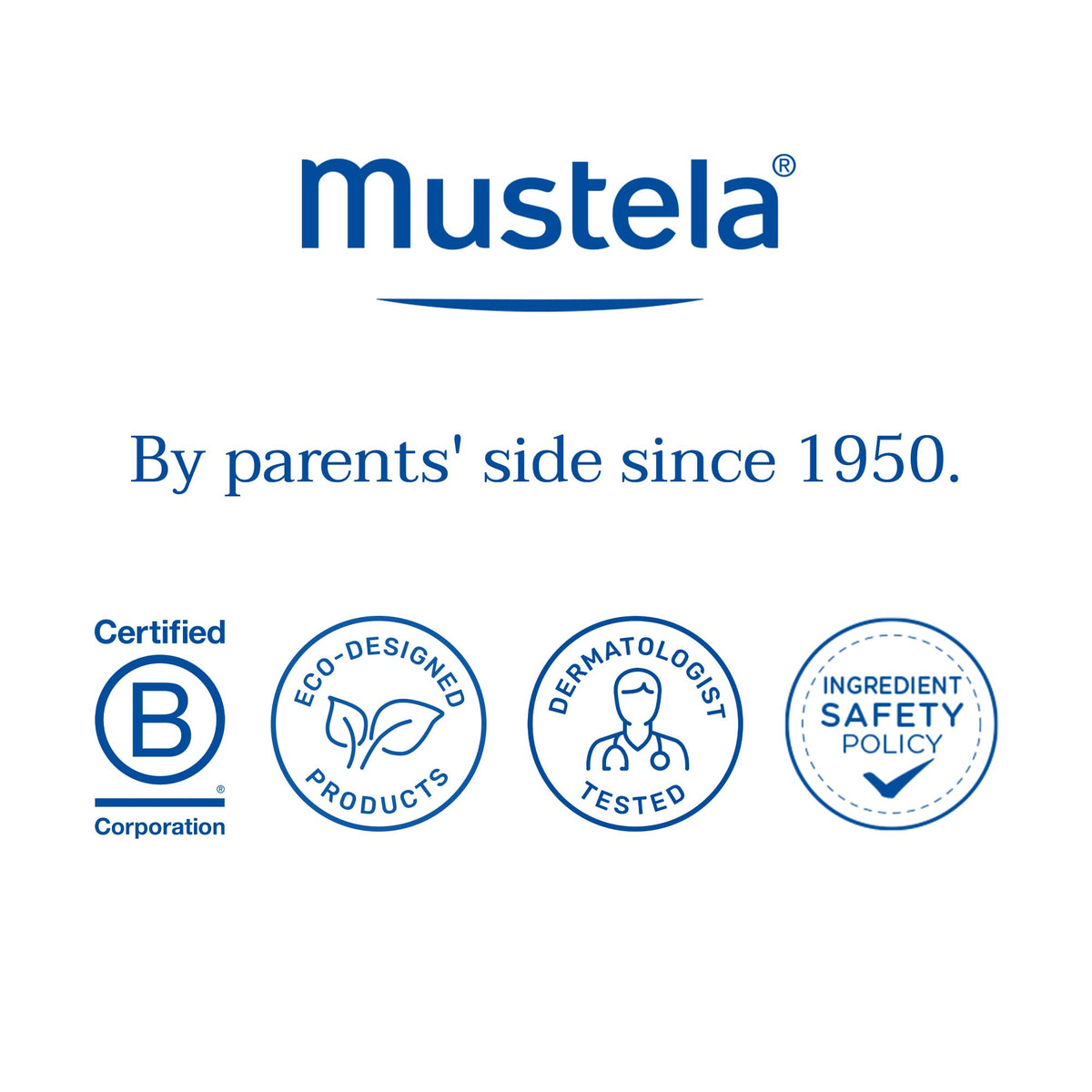 Mustela bottle held in hand to show 6.76 fl oz scale and travel-friendly size