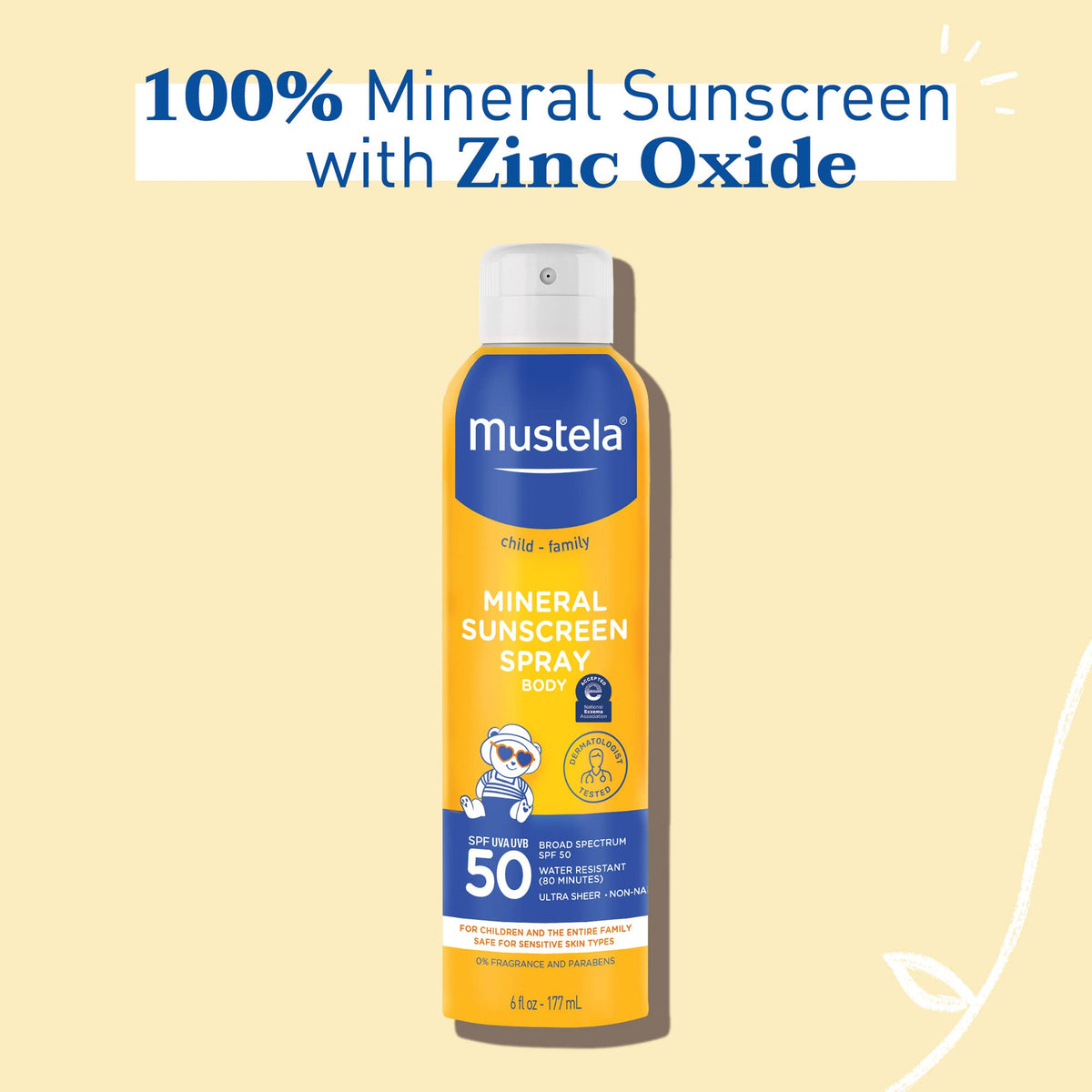 Mustela spray nozzle close-up for easy, even application