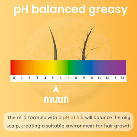 Muun packaging label details showing pH 5.5 and sulfate-free ingredient benefits