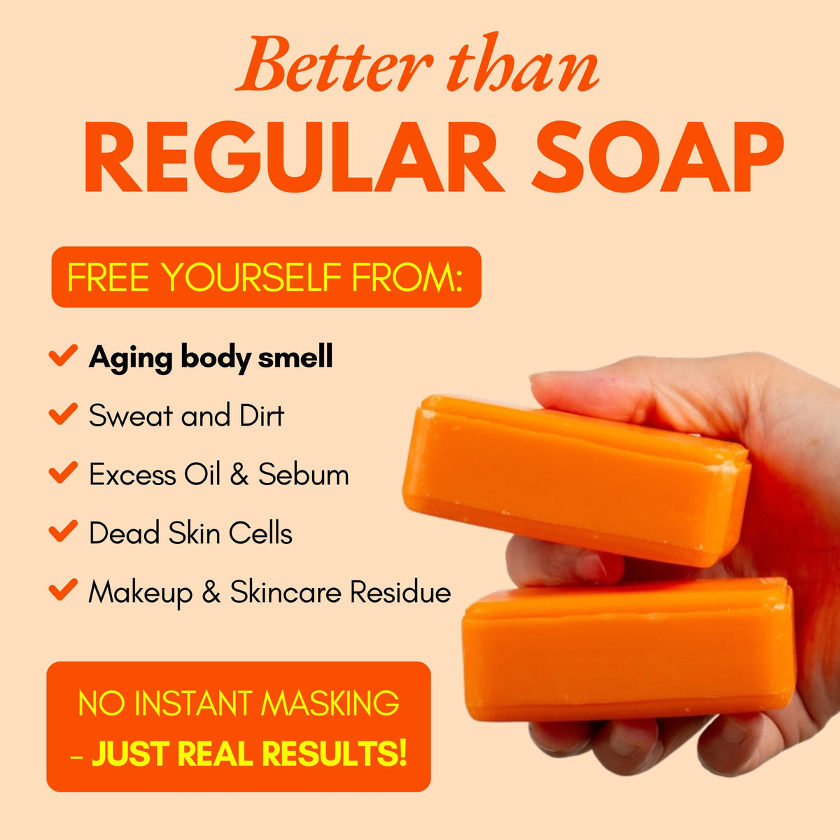 Muun persimmon soap next to a toothbrush for size comparison and travel-friendly convenience