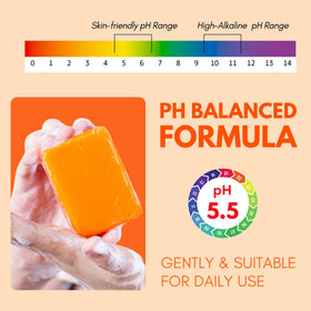 Applying Muun persimmon soap to underarm area illustrating targeted odor control during shower