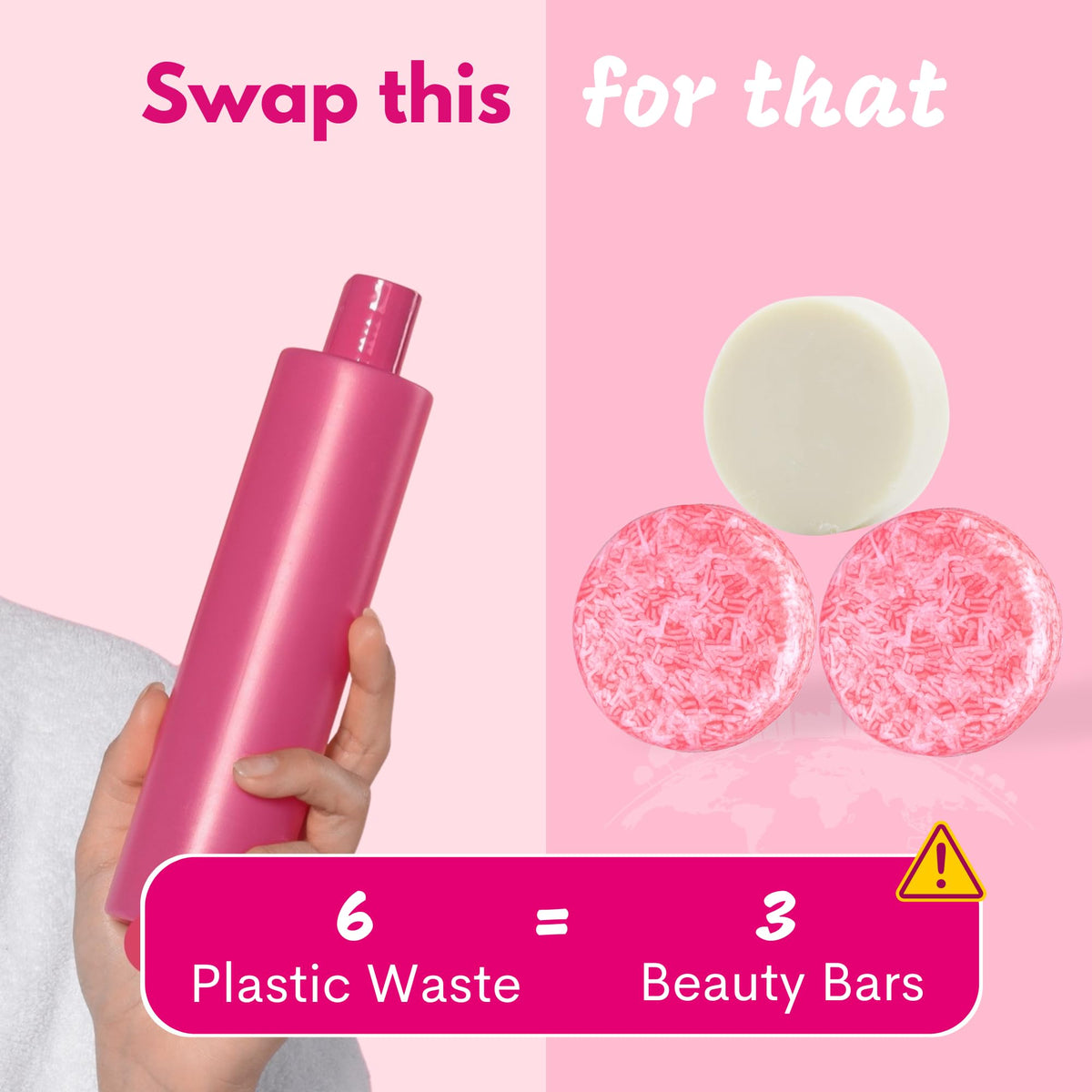 Muun bars beside plastic bottles to show saved-plastic and sustainable impact