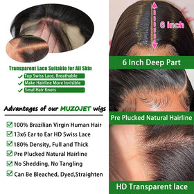 MUZOJET close-up of HD lace hairline showcasing seamless blend benefit
