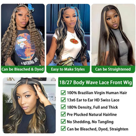 MUZOJET on-model styled waves showing versatile black-to-blonde balayage finish