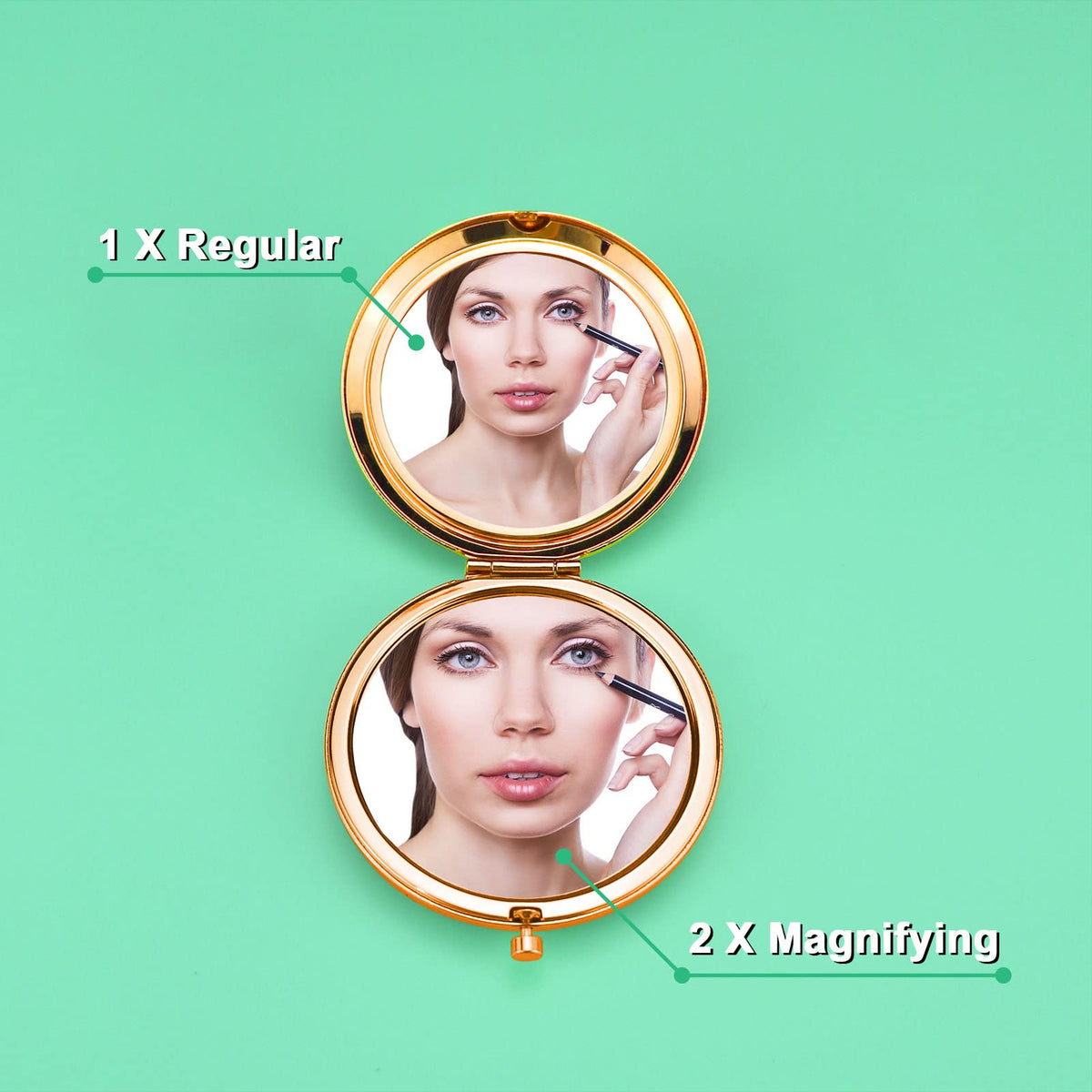 Mwphuy open compact showing standard and magnifying mirror for quick touch-ups benefit