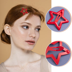 Mxxipp red star clips secured in curly hair for non-slip decorative hold